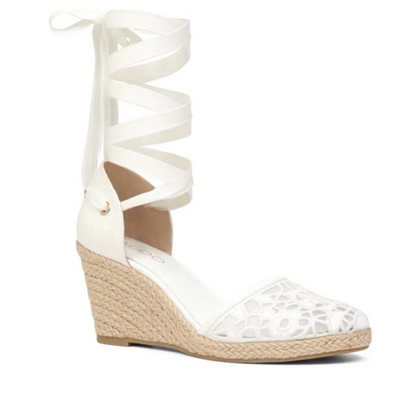 white tie up espadrilles